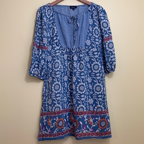 Tolani | 100% Silk Floral Print Lightweight Boho Tunic Style Loose Fit Dress S - Picture 1 of 17